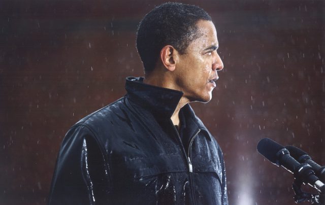 Senator Obama drenched, during a rally at Widener University in Chester, Pa. © Damon Winter / The New York Times Senator Obama drenched, during a rally at Widener University in Chester, Pa. © Damon Winter / The New York Times